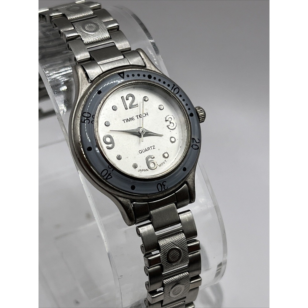 Time Tech Women's Quartz Watch‎ 27mm Case Stainless Steel 6.5" Band- New Battery